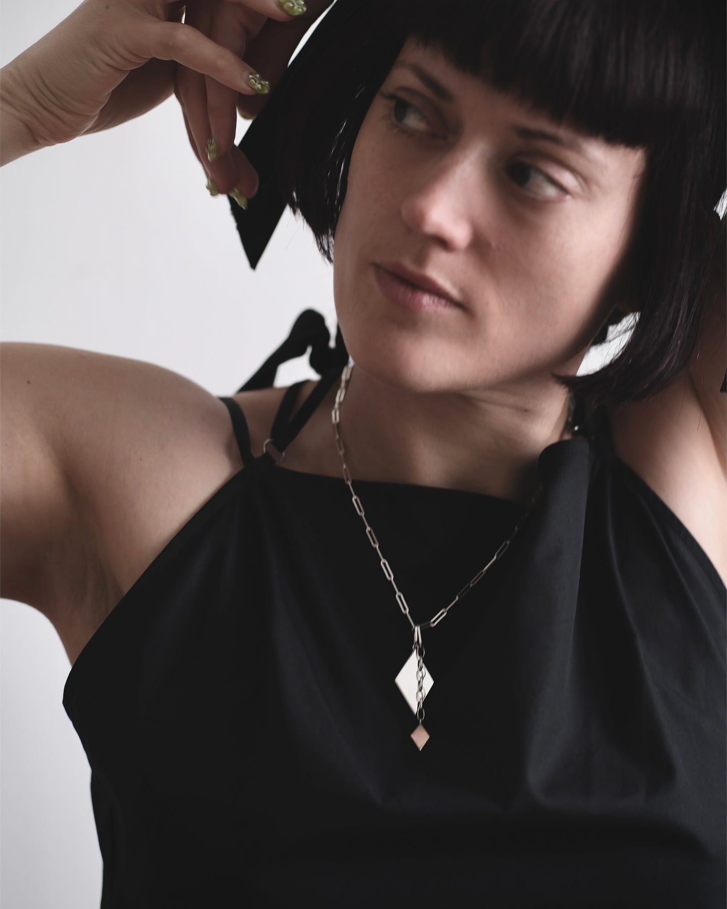 Rhomb Double Pendants & Flat Paperclip Chain