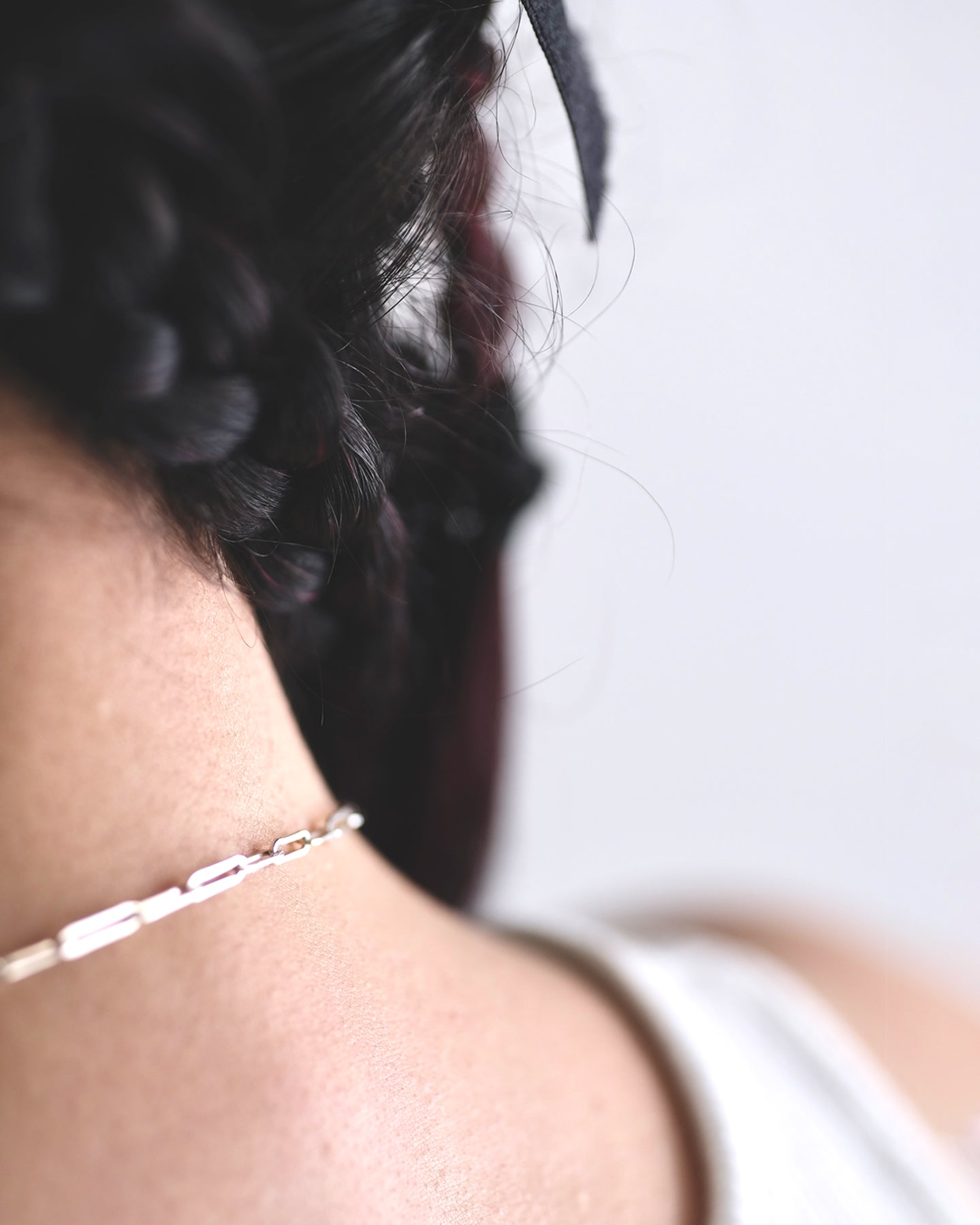 Necklace with silver rhomb & Tahiti Pearl back side.