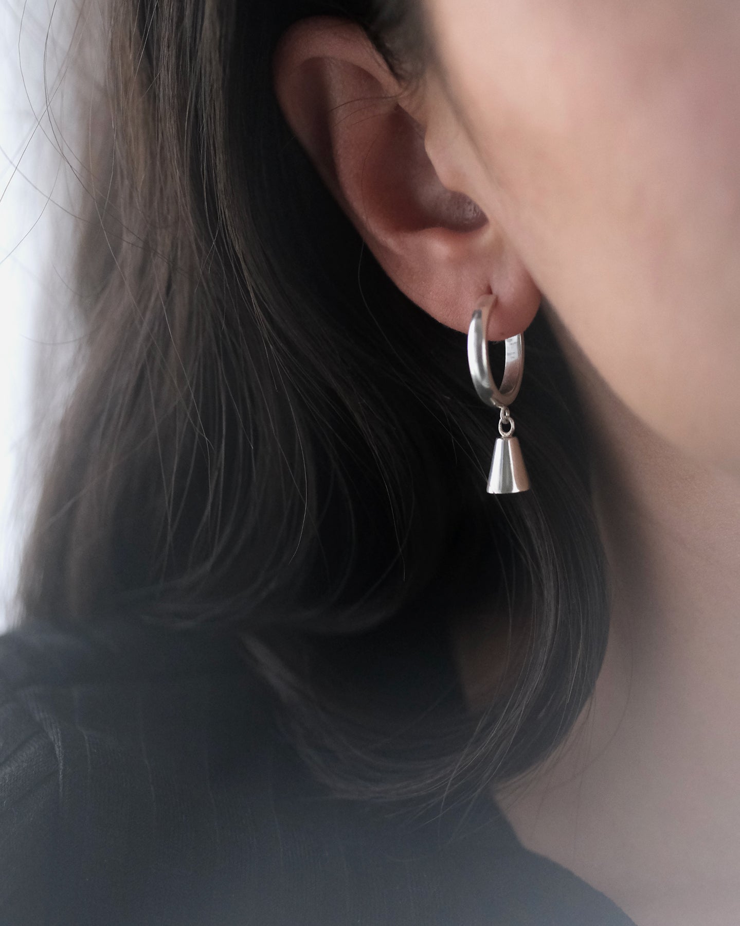 Chunky hoop cone Earrings in sterling silver