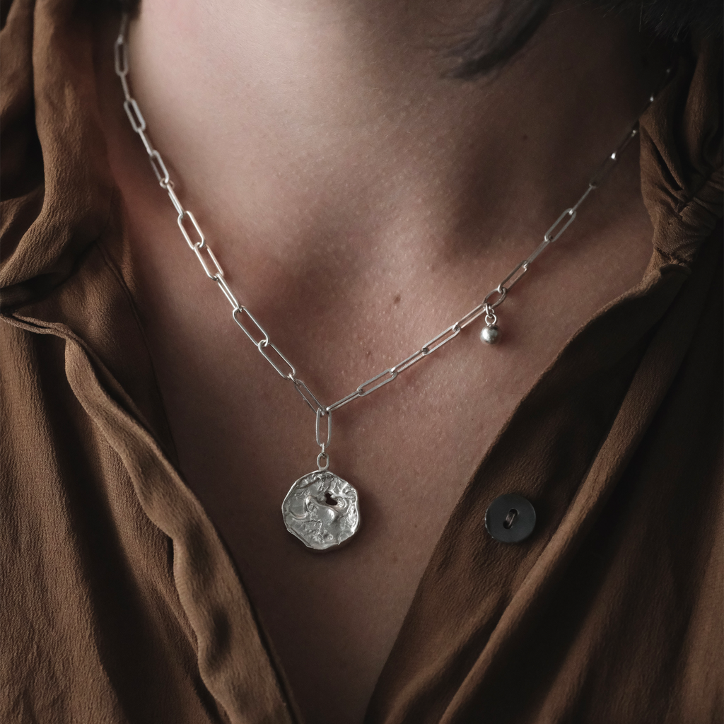 Eroded Coin & Sphere Necklace